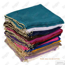 Neue Trends High Fashion muslimischen Schal bescheidenen Plain Schal Voile Baumwolle Perle Hijab